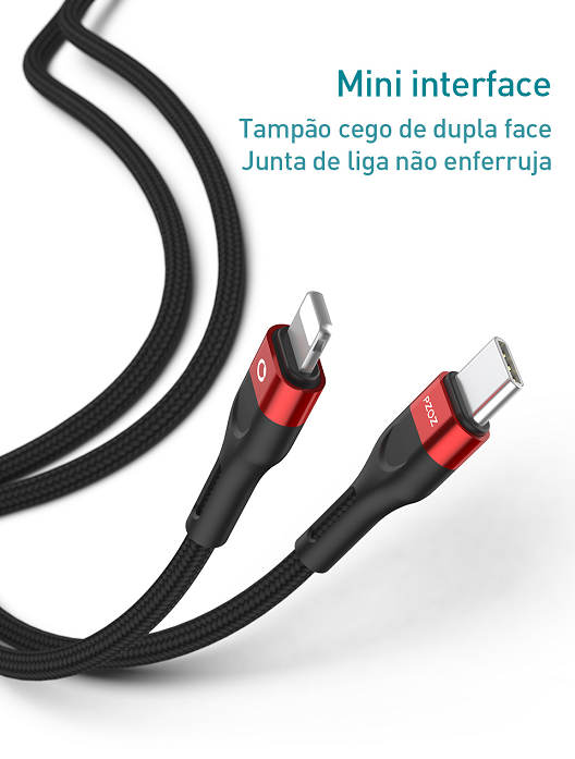 Cabo Turbo Reforçado PD 20w Tipo-C Para iPhone PZOZ 1m e 2m