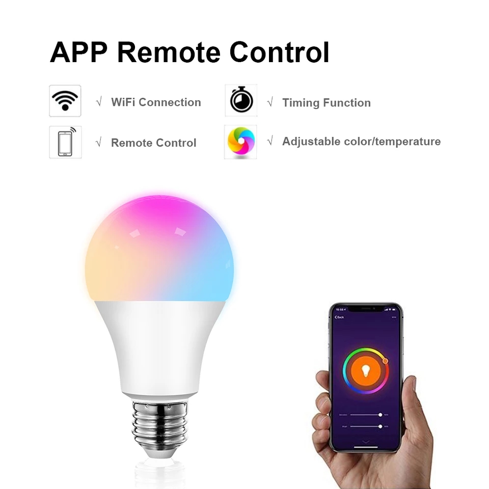 Acquista Tuya E27 12W Smart Lampadina Wifi Bluetooth RGB CW