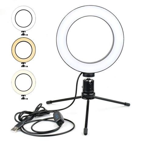 Ring Light LED Alta Intensidade com Tripé de Mesa 15cm