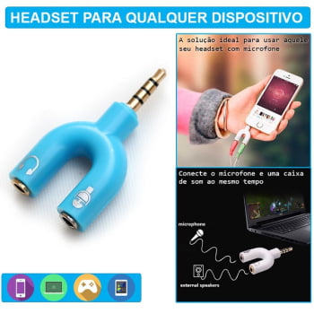 Adaptador Splitter Fone e Microfone Para Entrada Comum P2