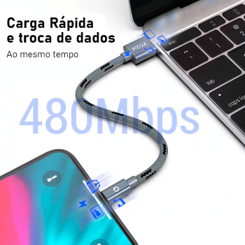 Cabo Reforçado Para Iphone Tipo C Carga Rápida PZOZ 1m