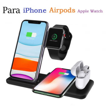 Suporte Carregador Sem Fio Por Indução Para IPhone 4 em 1 Apple Watch Earpods