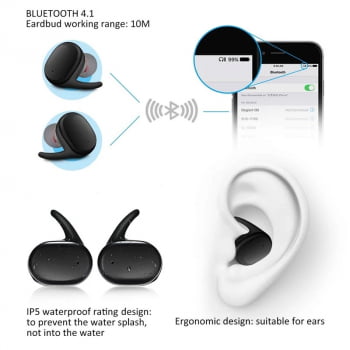 Fone de Ouvido Bluetooth 5.0  Sem Fio Intra -Auricular Y30 Resistente à Água