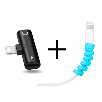 Kit Splitter Adaptador iPhone + 4 Protetores de Cabo