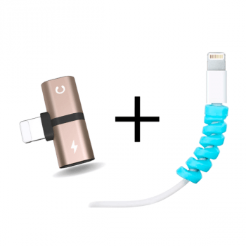 Kit Splitter Adaptador iPhone + 4 Protetores de Cabo