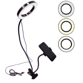 Ring Light de Mesa 2 em 1 Com Suporte Para Celular