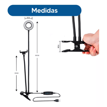 Ring Light de Mesa 2 em 1 Com Suporte Para Celular