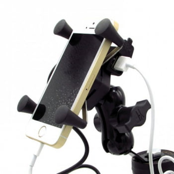 Suporte Celular Com Carregador Para Moto USB 360°