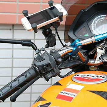 Suporte Celular Com Carregador Para Moto USB 360°