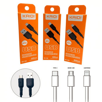 Cabo Carregador USB 3A Carga Rápida Hrebos Kaidi 1m