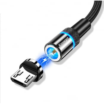 Cabo Magnético Essager 360° 1 Metro Android iPhone Micro USB Tipo C