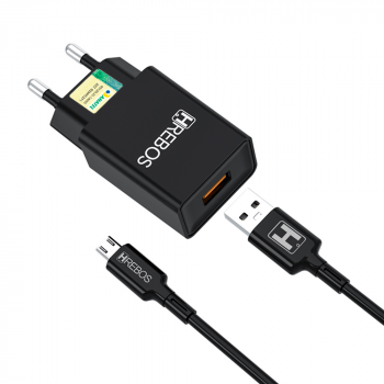 Carregador 1USB Hrebos HS-150 Carga Rápida 2.4A Com Saída Turbo