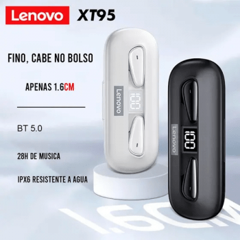 Fone de Ouvido Bluetooth Lenovo XT95 Ultra Fino TWS