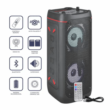Caixa de Som Bluetooth 5,0 Rádio Portátil RGB Com Controle NEHC RockBox 2305