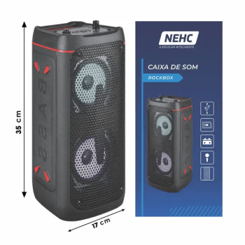 Caixa de Som Bluetooth 5,0 Rádio Portátil RGB Com Controle NEHC RockBox 2305
