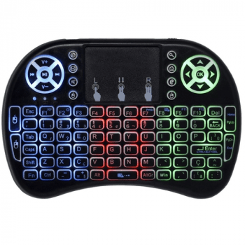 Mini Teclado Controle Sem Fio USB Com Touch Led Para Smart TV Game TV Box