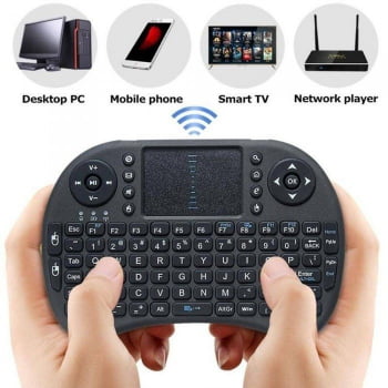 Mini Teclado Controle Sem Fio USB Com Touch Led Para Smart TV Game TV Box