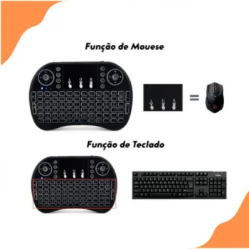 Mini Teclado Controle Sem Fio USB Com Touch Led Para Smart TV Game TV Box