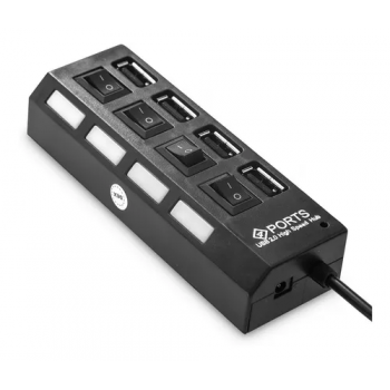 Cabo Extensor Carregador USB 2.0 HUB 4 Portas Led