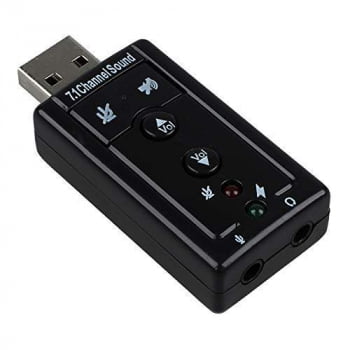 Adaptador Placa De Som USB 2.0 7.1 Canais Para P2 Áudio Fone Microfone PC Notebook
