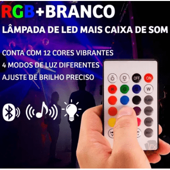 Lâmpada  Led Bluetooth Musical Com Controle Remoto 12W