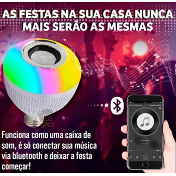 Lâmpada  Led Bluetooth Musical Com Controle Remoto 12W