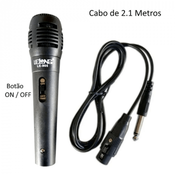 Microfone Profissional Com Fio Cabo P10  De Mão 2,5m