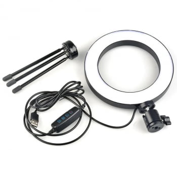 Ring Light LED Alta Intensidade com Tripé de Mesa 15cm