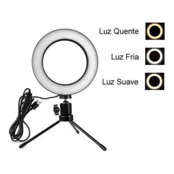 Ring Light LED Alta Intensidade com Tripé de Mesa 15cm